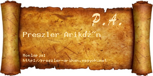 Preszler Arikán névjegykártya